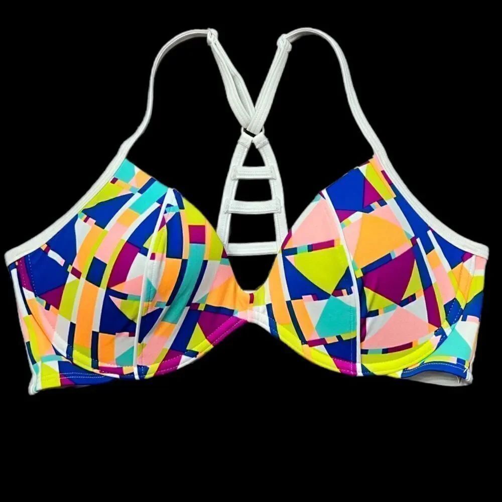 Victorias Secret Pink Swim Padded Strappy back underwire Bikini top Large A-C
